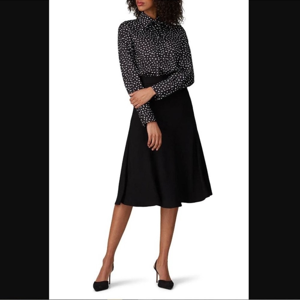 JASON WU Women's Polka Dot Tie Neck Blouse Size 12 in Black